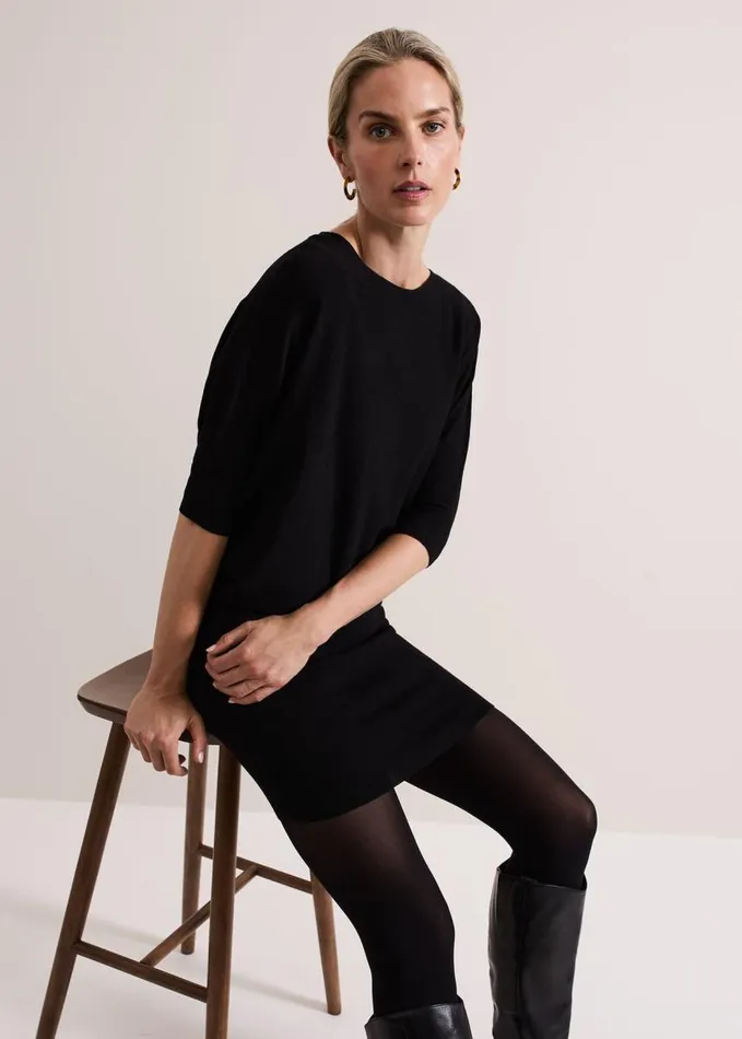 Phase Eight Becca Batwing Knitted Dress Black Women Dresses