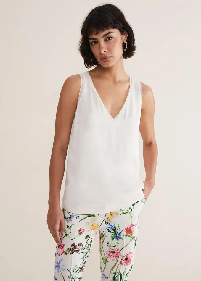 Phase Eight Bellamy Satin Sleeveless Top Oyster Women Tops and TShirts