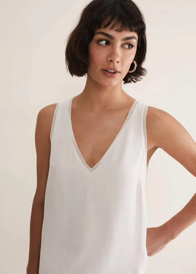 Phase Eight Bellamy Satin Sleeveless Top Oyster Women Tops and TShirts