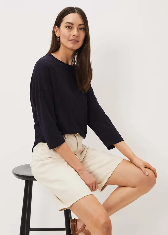 Phase Eight Belle Twist Neck Top Navy Women Tops and TShirts