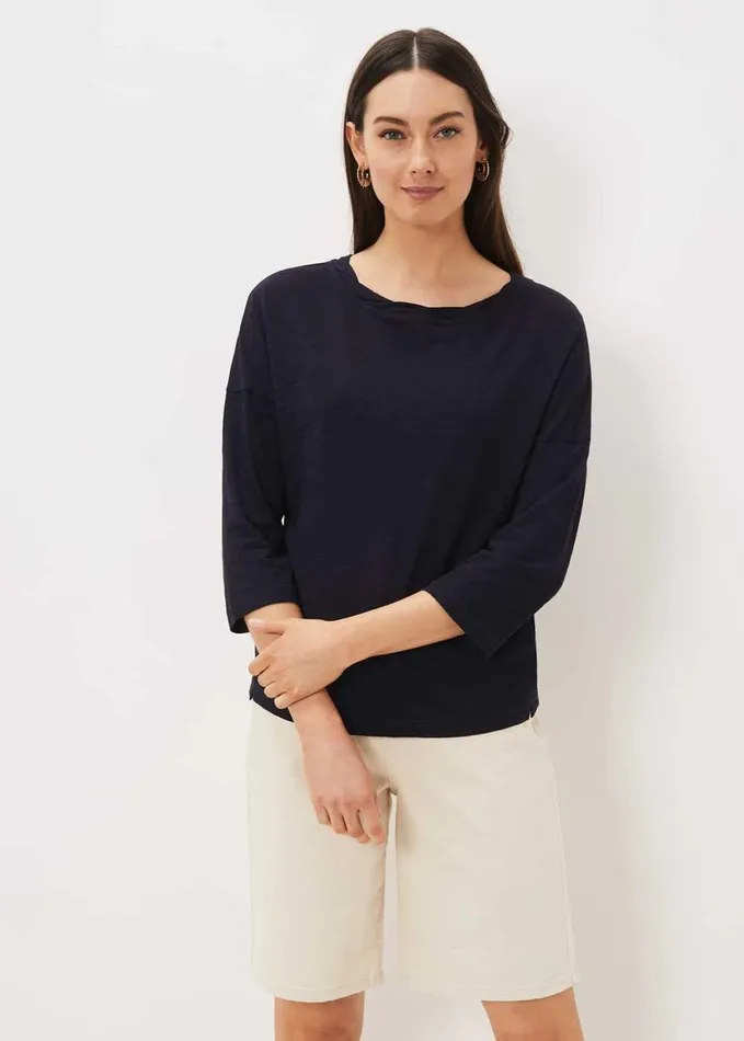 Phase Eight Belle Twist Neck Top Navy Women Tops and TShirts