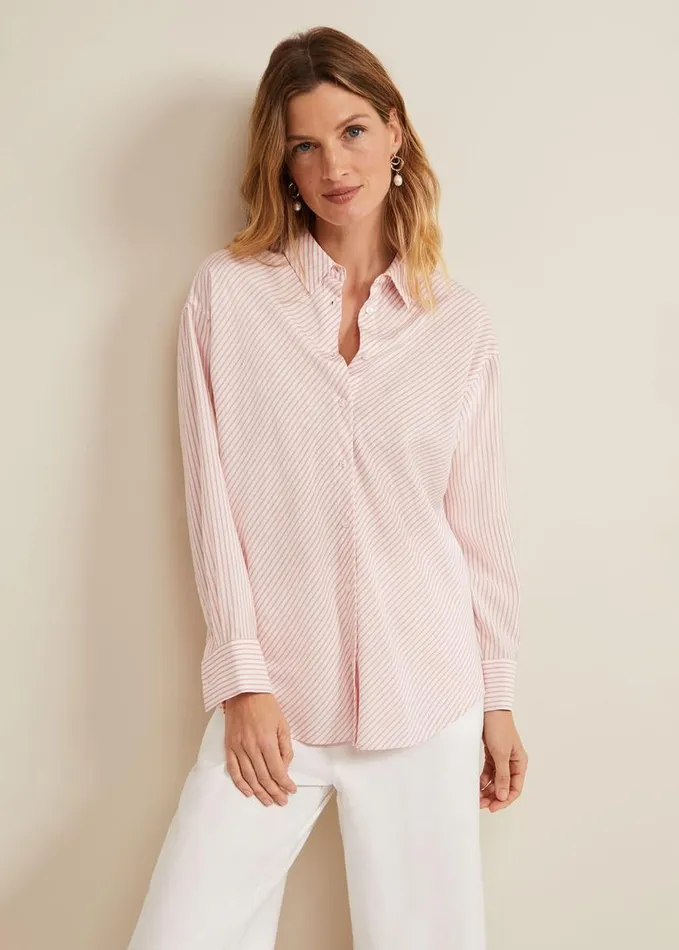 Phase Eight Bernice Stripe Shirt Whitepink Women Shirts and Blouses