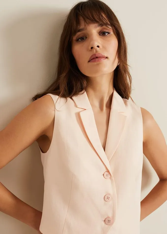 Phase Eight Bianca Peach Waistcoat Coral Women Jackets