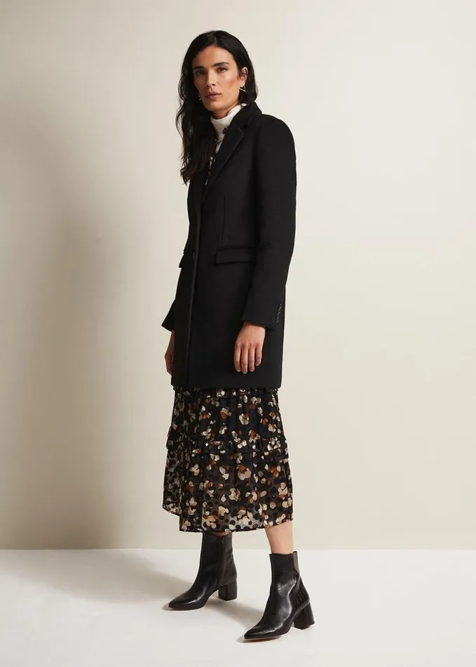 Phase Eight Black Leather Croc Print Ankle Boots Brown Women Boots