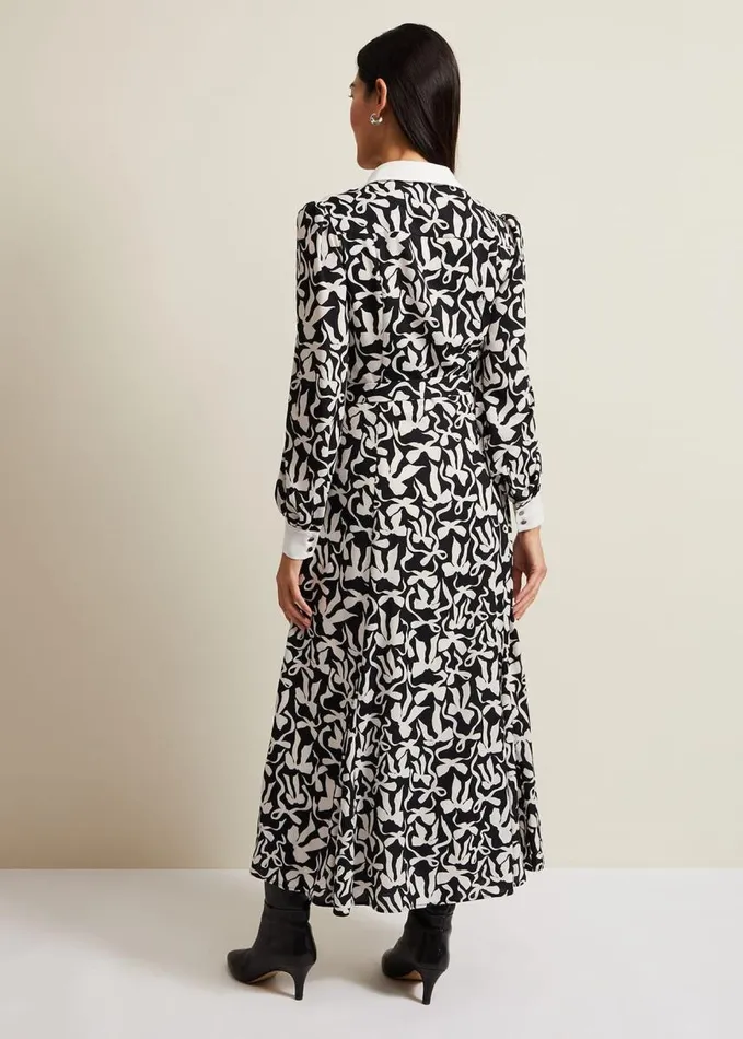 Phase Eight Bonnie Black Bow Shirt Midi Dress Blackivory Women Dresses
