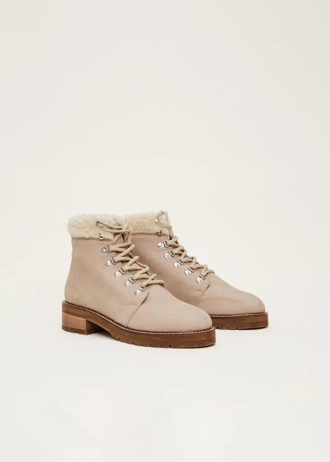 Phase Eight Borg Trim Hiker Boot Stone Women Boots