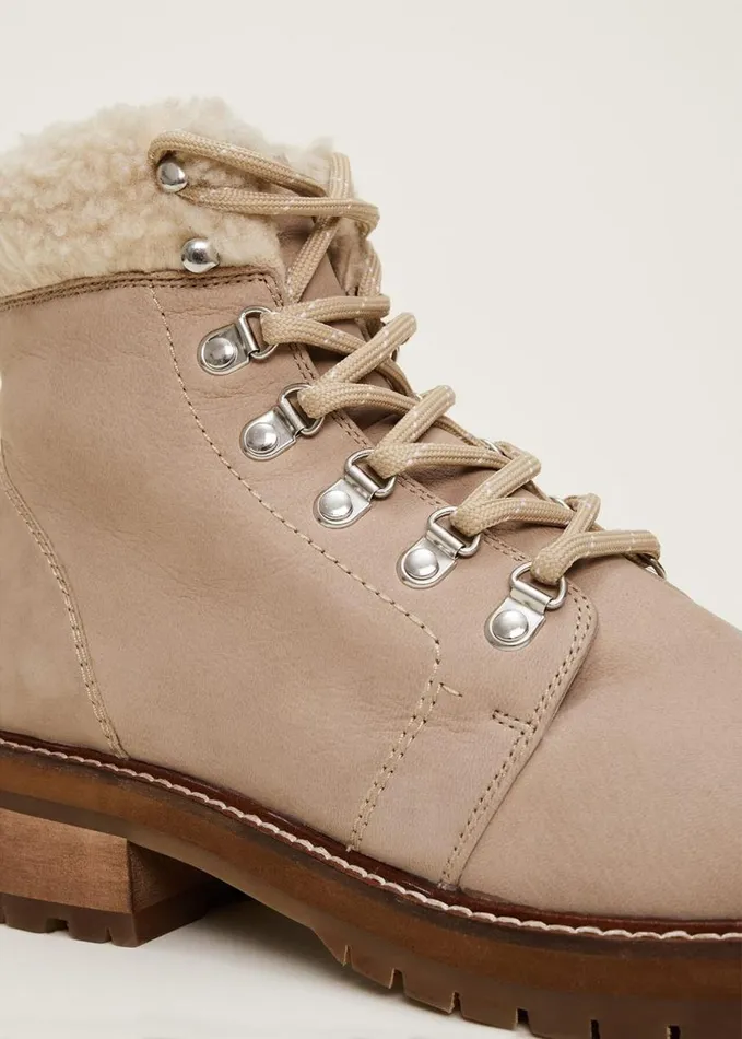 Phase Eight Borg Trim Hiker Boot Stone Women Boots