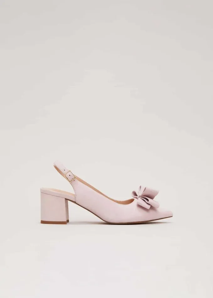 Phase Eight Bow Front Block Heel Shoes Pale Pink Women Occasion Shoes