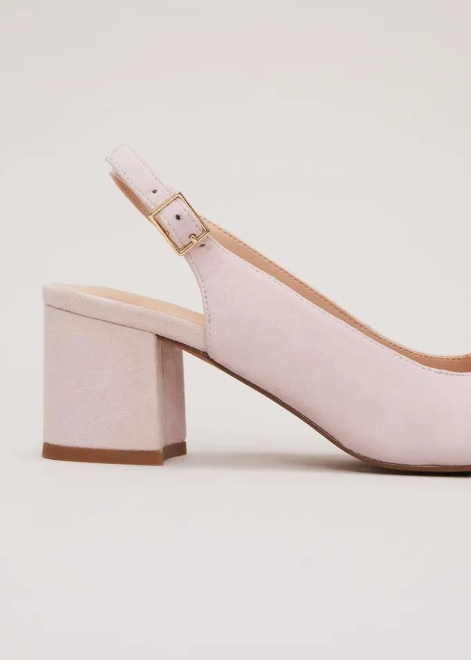 Phase Eight Bow Front Block Heel Shoes Pale Pink Women Occasion Shoes