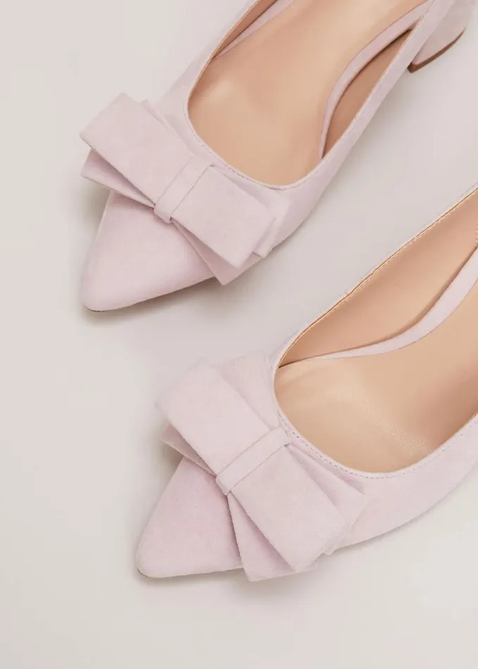 Phase Eight Bow Front Block Heel Shoes Pale Pink Women Occasion Shoes