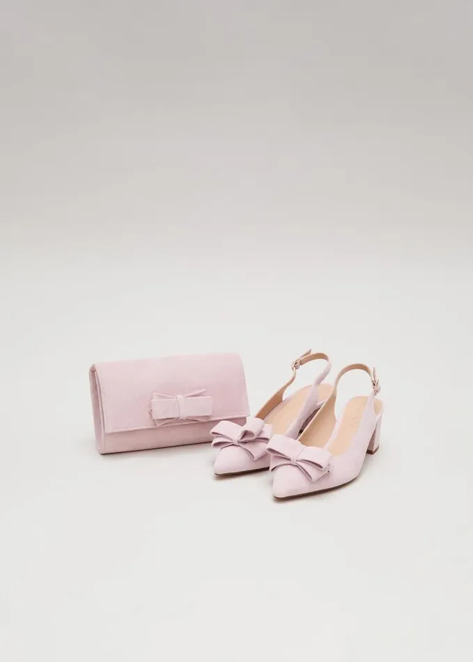 Phase Eight Bow Front Block Heel Shoes Pale Pink Women Occasion Shoes