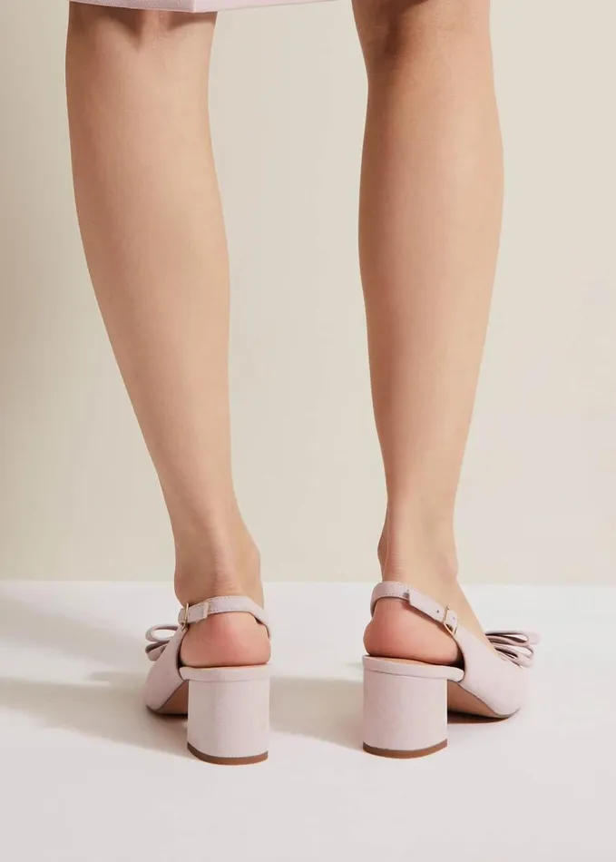 Phase Eight Bow Front Block Heel Shoes Pale Pink Women Occasion Shoes
