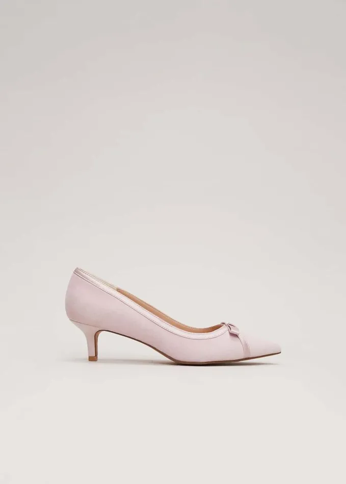 Phase Eight Bow Kitten Heel Shoes Pale Pink Women Occasion Shoes