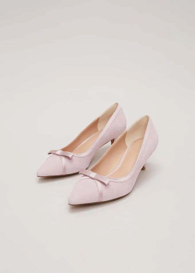 Phase Eight Bow Kitten Heel Shoes Pale Pink Women Occasion Shoes
