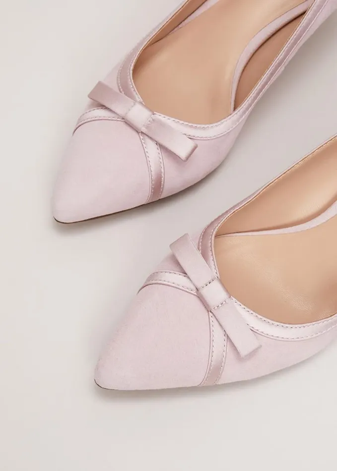 Phase Eight Bow Kitten Heel Shoes Pale Pink Women Occasion Shoes