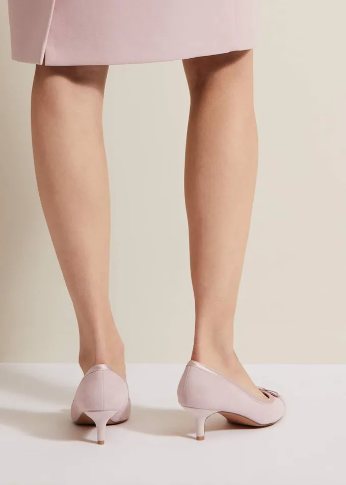 Phase Eight Bow Kitten Heel Shoes Pale Pink Women Occasion Shoes