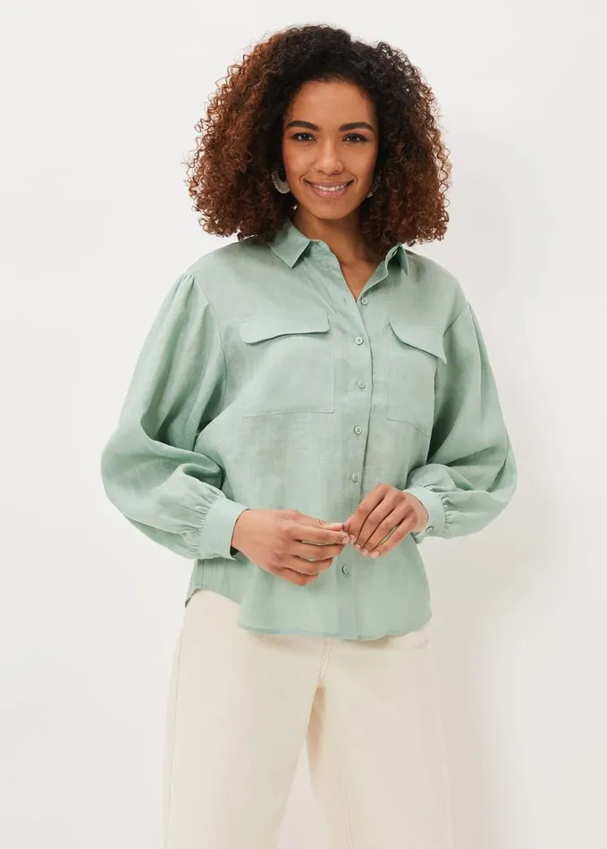 Phase Eight Brigita Linen Shirt Sage Green Women Shirts and Blouses