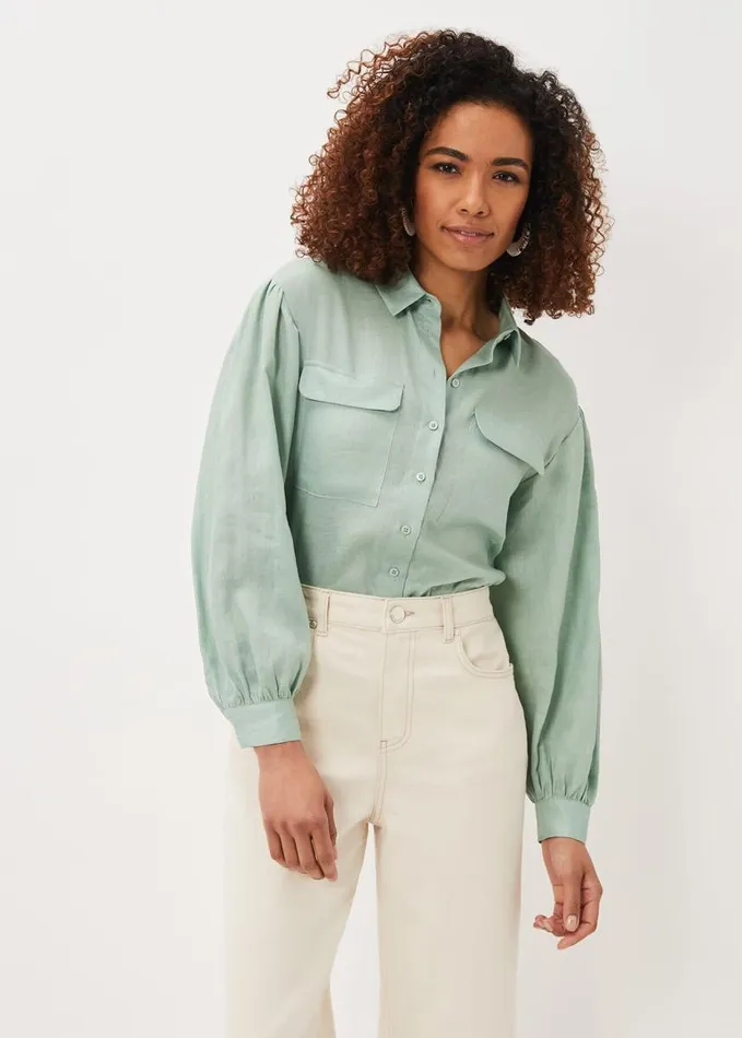 Phase Eight Brigita Linen Shirt Sage Green Women Shirts and Blouses