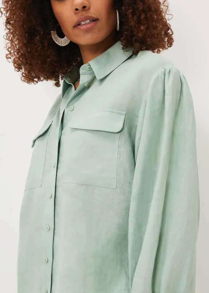 Phase Eight Brigita Linen Shirt Sage Green Women Shirts and Blouses