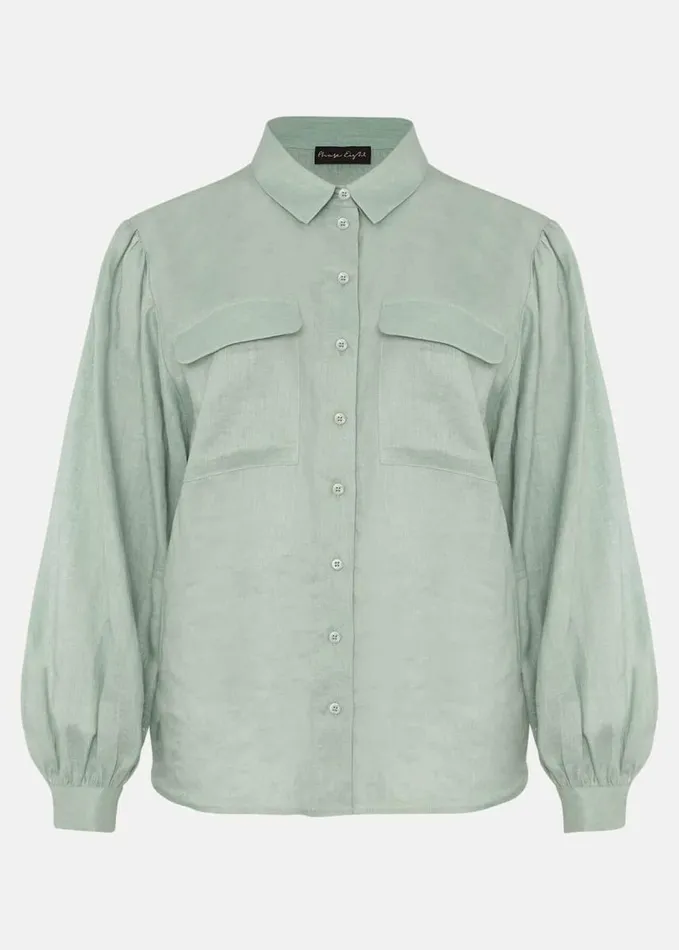 Phase Eight Brigita Linen Shirt Sage Green Women Shirts and Blouses