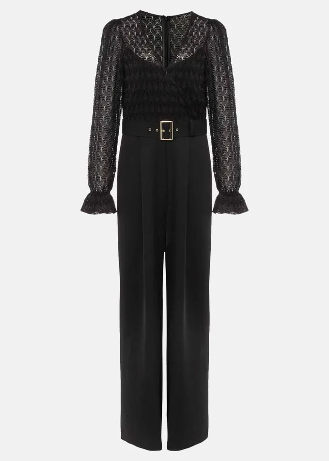 Phase Eight Carly Lace Long Sleeve Jumpsuit Black Women Dresses