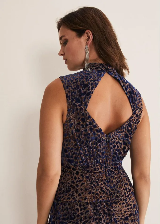 Phase Eight Catalina Leopard Velvet Maxi Dress Multicoloured Women Dresses