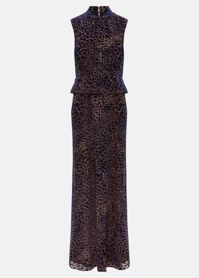 Phase Eight Catalina Leopard Velvet Maxi Dress Multicoloured Women Dresses