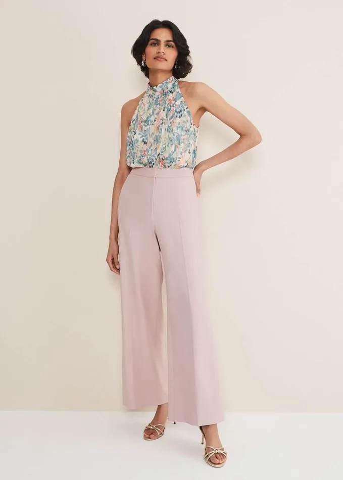 Phase Eight Celyn Wide Leg Trousers Antique Rose Women Trousers