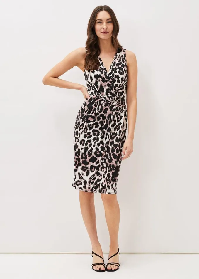 Phase Eight Chelsie Leopard Print Sleeveless Jersey Dress Multicoloured Women Dresses