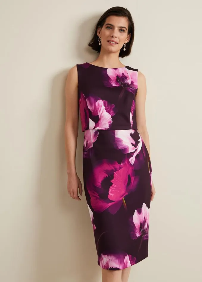 Phase Eight Christie Printed Scuba Midi Dress Multicoloured Women Dresses