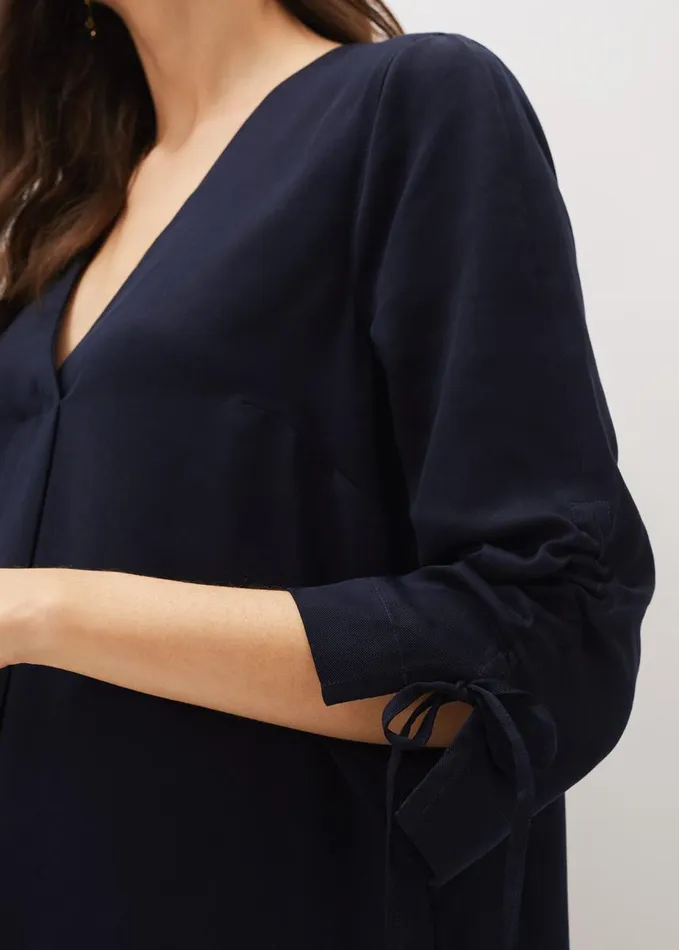 Phase Eight Cieara Tie Detail Sleeve Tunic Dress Navy Women Dresses