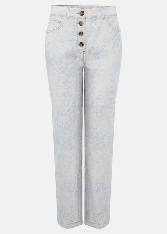 Phase Eight Cordelia Floral Straight Leg Jeans Ivoryblue Women Trousers