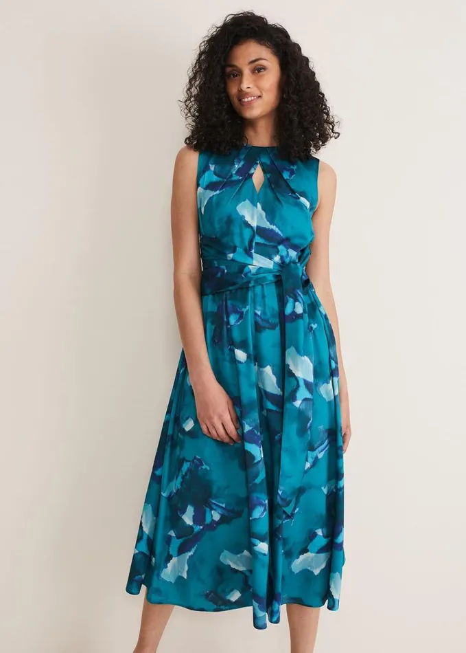Phase Eight Corrin Butterfly Print Midi Dress Malachitemulti Women Dresses