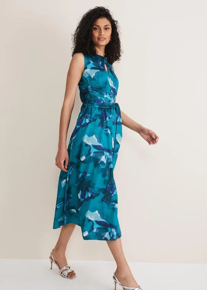 Phase Eight Corrin Butterfly Print Midi Dress Malachitemulti Women Dresses