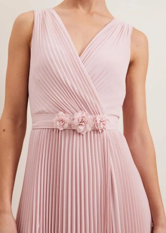 Phase Eight Cressida Pleated Midi Dress Antique Rose Women Dresses