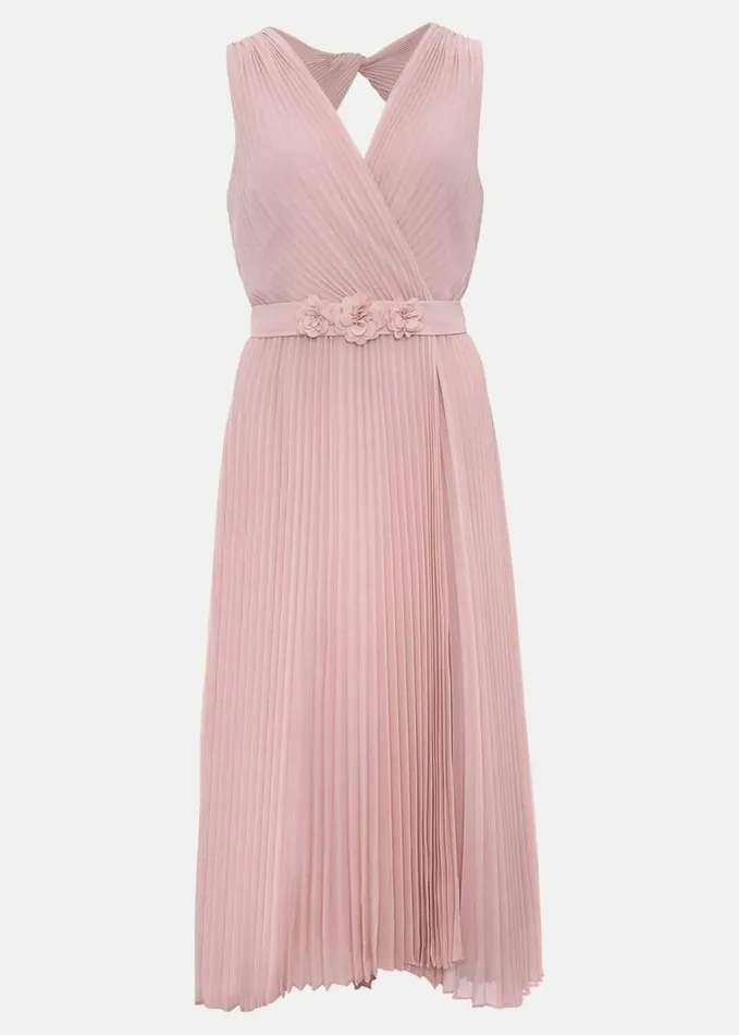 Phase Eight Cressida Pleated Midi Dress Antique Rose Women Dresses
