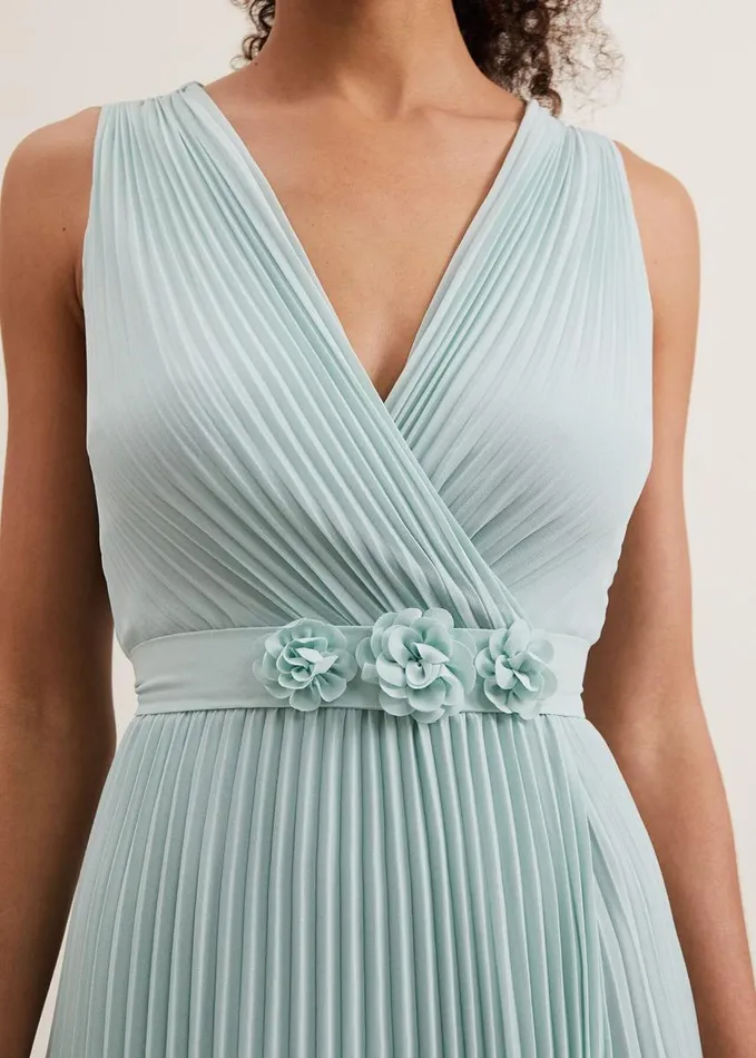 Phase Eight Cressida Pleated Midi Dress Pale Blue Women Dresses