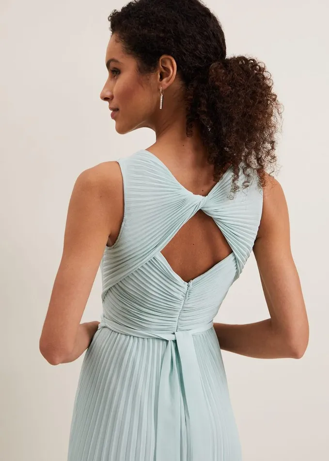Phase Eight Cressida Pleated Midi Dress Pale Blue Women Dresses