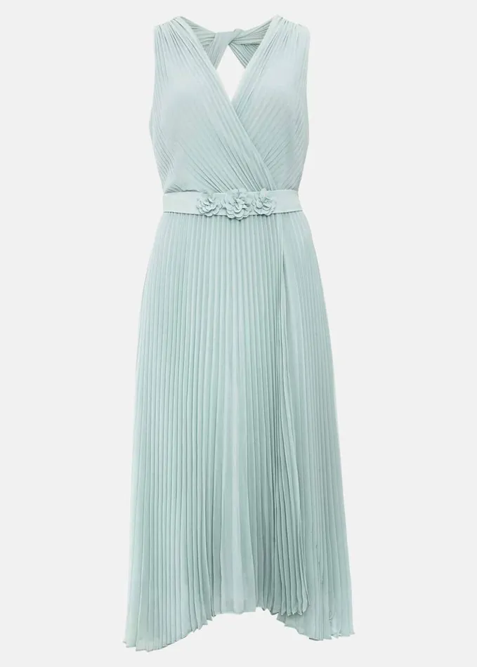 Phase Eight Cressida Pleated Midi Dress Pale Blue Women Dresses
