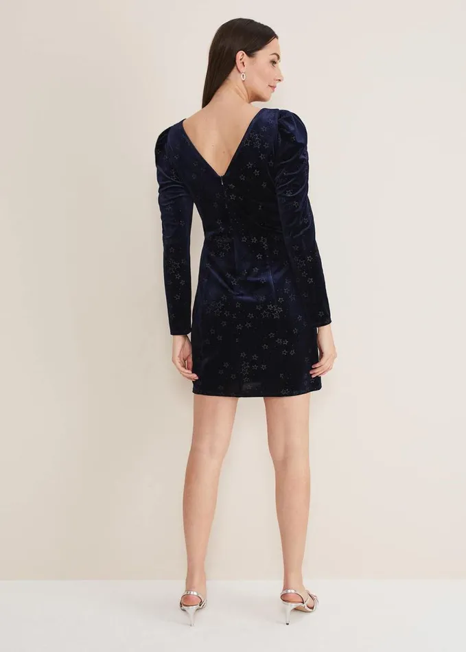 Phase Eight Daria Velvet Star Dress Midnightpewter Women Dresses