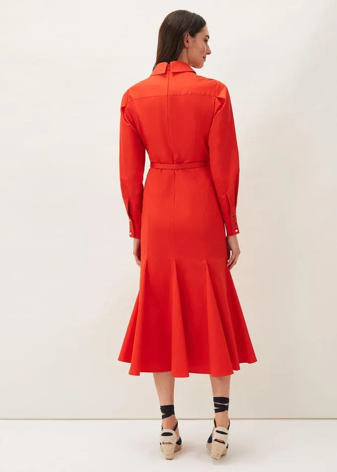 Phase Eight Diana Belted Shirt Dress Saffron Women Dresses