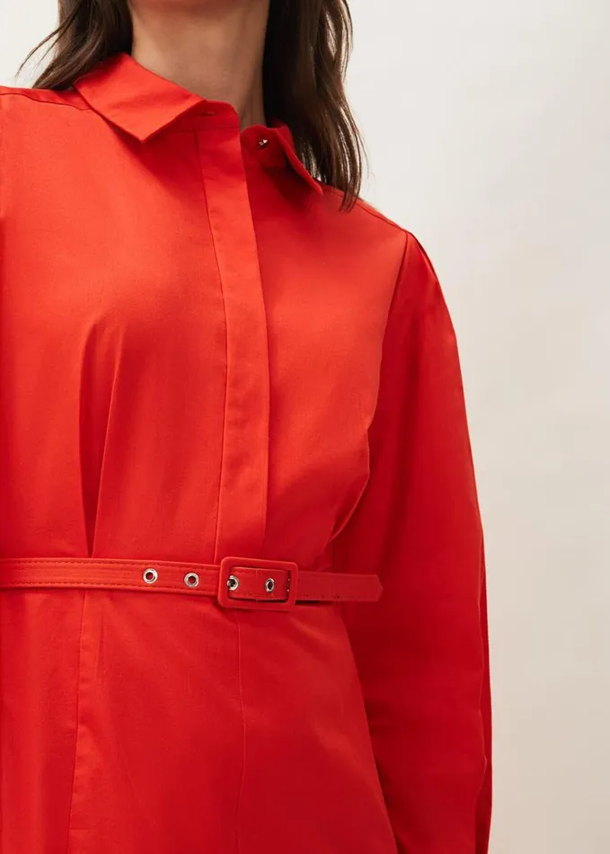 Phase Eight Diana Belted Shirt Dress Saffron Women Dresses