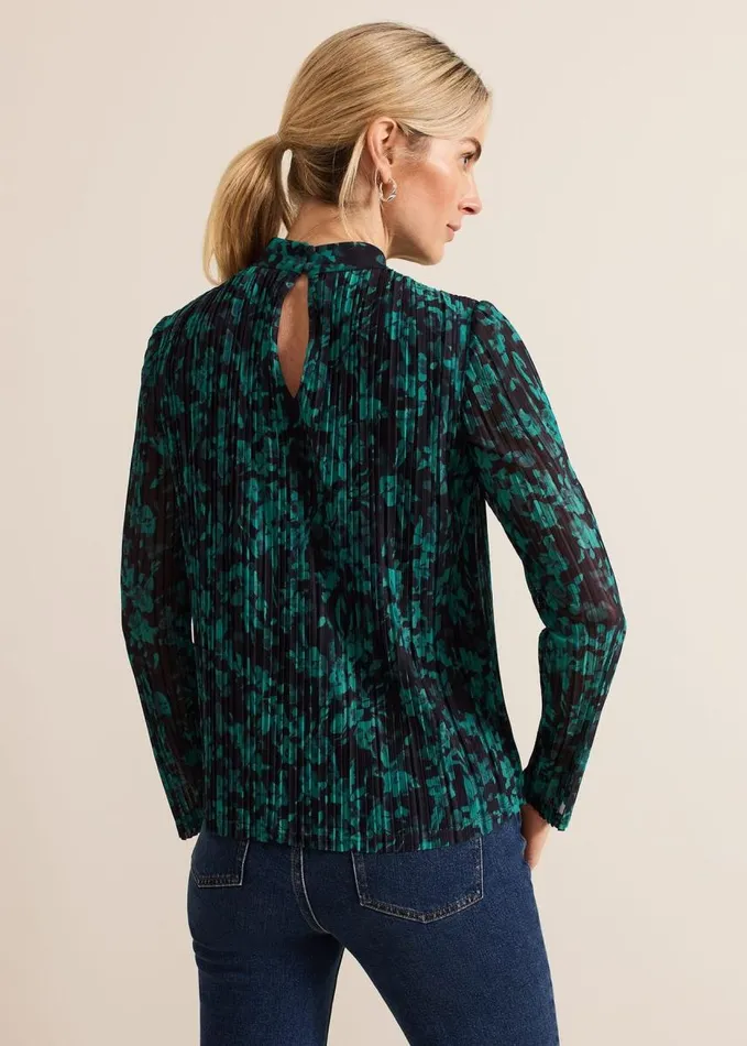 Phase Eight Dina Printed Mesh Top Navygreen Women Tops and TShirts
