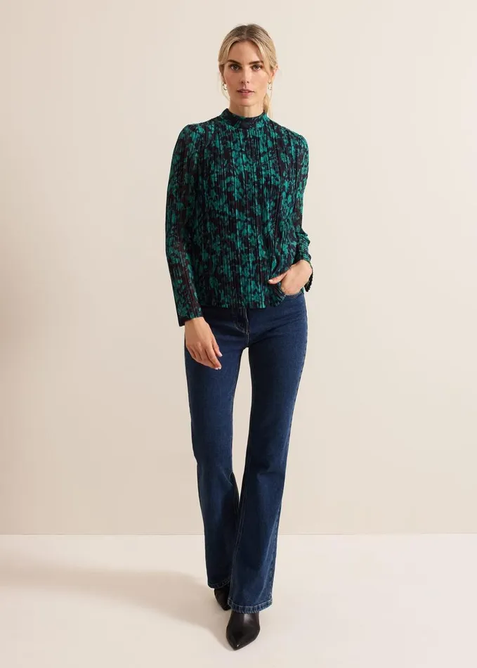 Phase Eight Dina Printed Mesh Top Navygreen Women Tops and TShirts