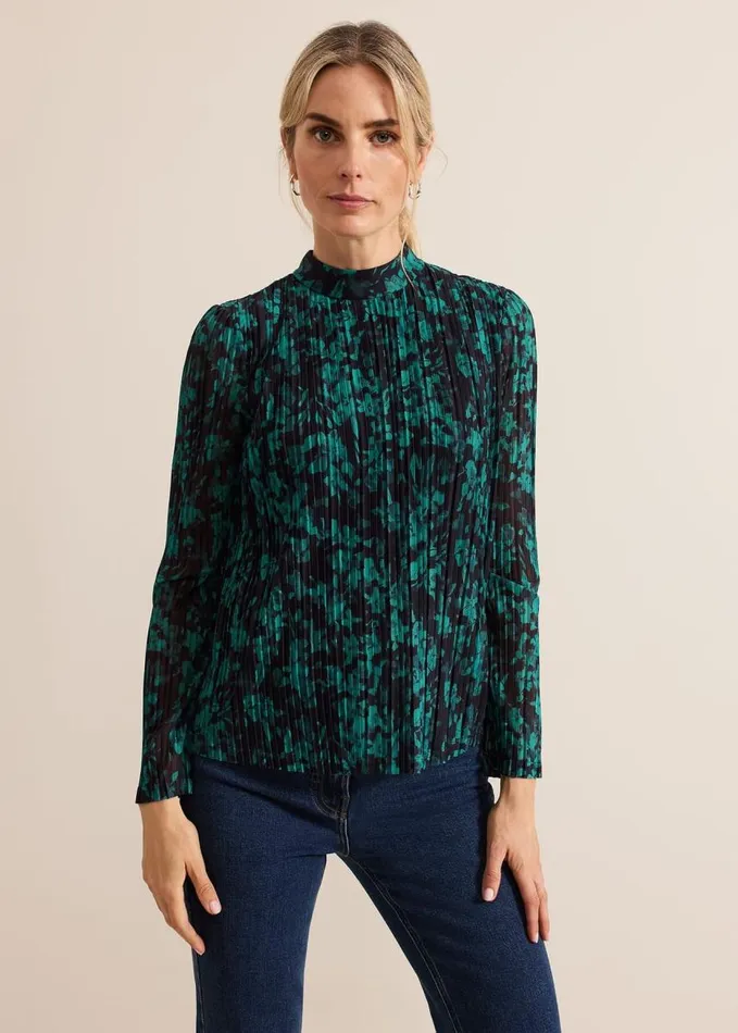Phase Eight Dina Printed Mesh Top Navygreen Women Tops and TShirts