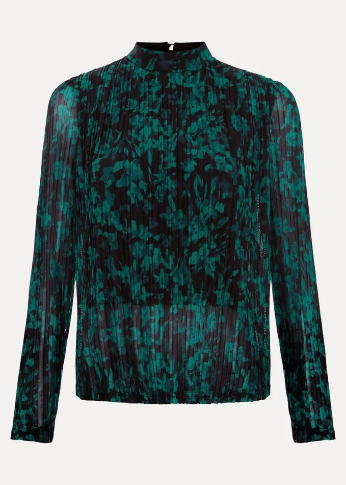 Phase Eight Dina Printed Mesh Top Navygreen Women Tops and TShirts
