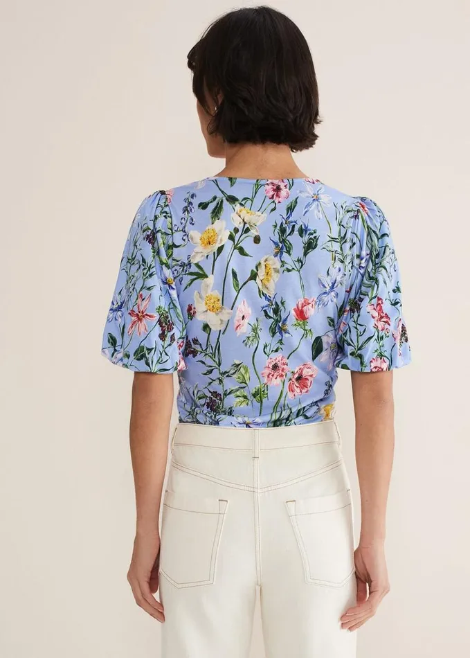 Phase Eight Donda Floral Ruched Top Bluemulti Women Shirts and Blouses