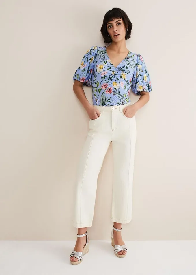 Phase Eight Donda Floral Ruched Top Bluemulti Women Shirts and Blouses