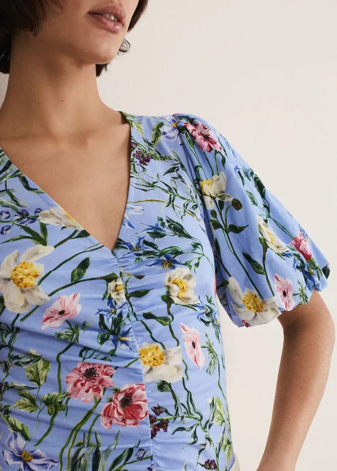 Phase Eight Donda Floral Ruched Top Bluemulti Women Shirts and Blouses