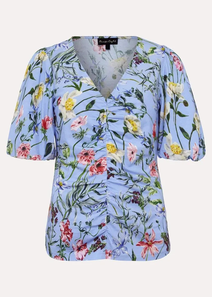 Phase Eight Donda Floral Ruched Top Bluemulti Women Shirts and Blouses